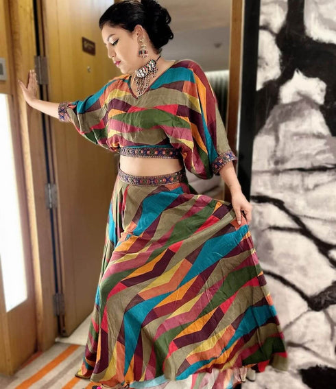(@Debina Bonnerjee) Stripe Technicolour Coord Set